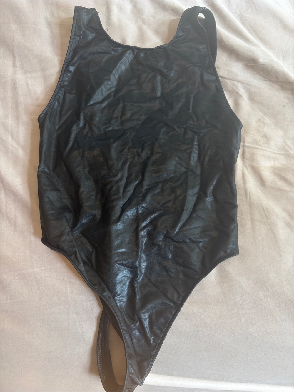 Black faux leather bodysuit